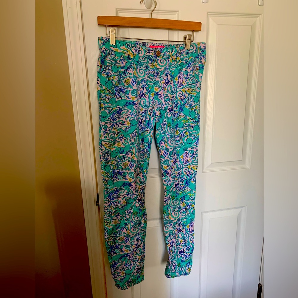 Lily Pulitzer South Ocean Skinny Monkey Sea Womens Pants size 6